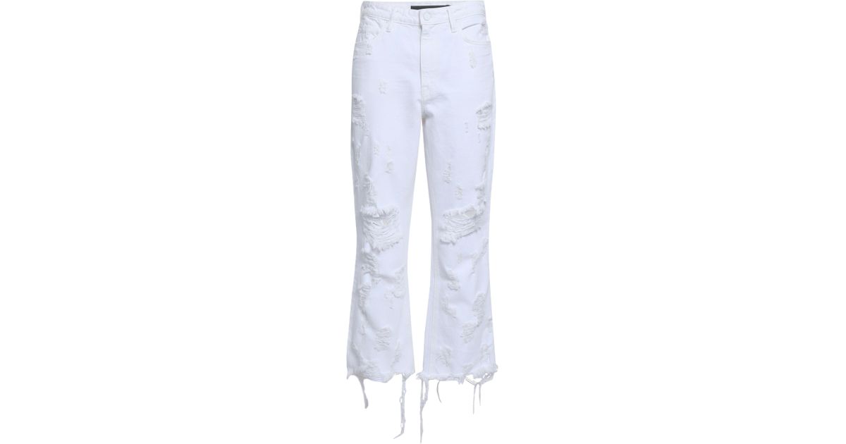 Alexander Wang Denim Grind Distressed Kickflare Jeans White Lyst
