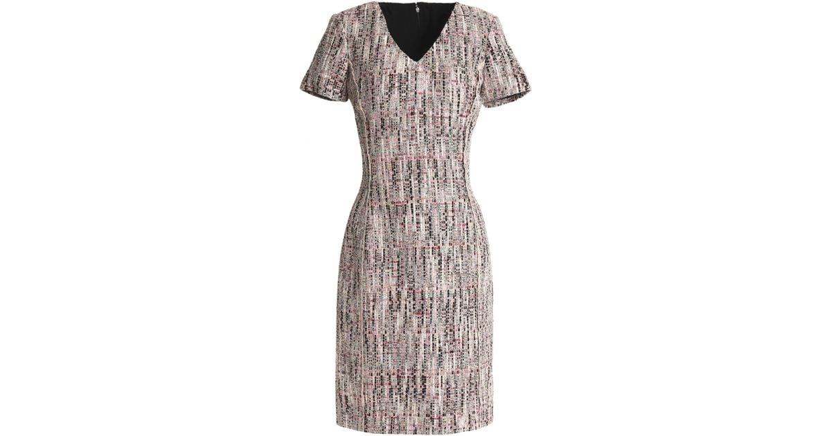 Oscar De La Renta Tweed Dress In Pink Lyst