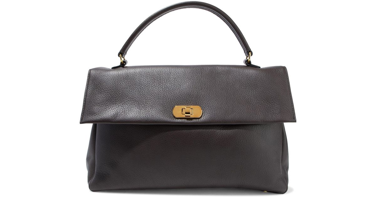 Lyst Marni Pebbled Leather Tote In Brown