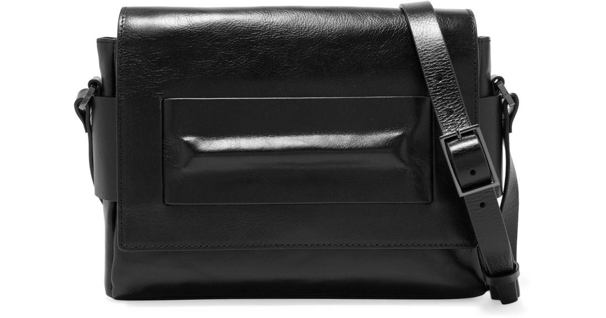 Lyst Halston Heritage Metallic Brushed Leather Shoulder Bag In Black