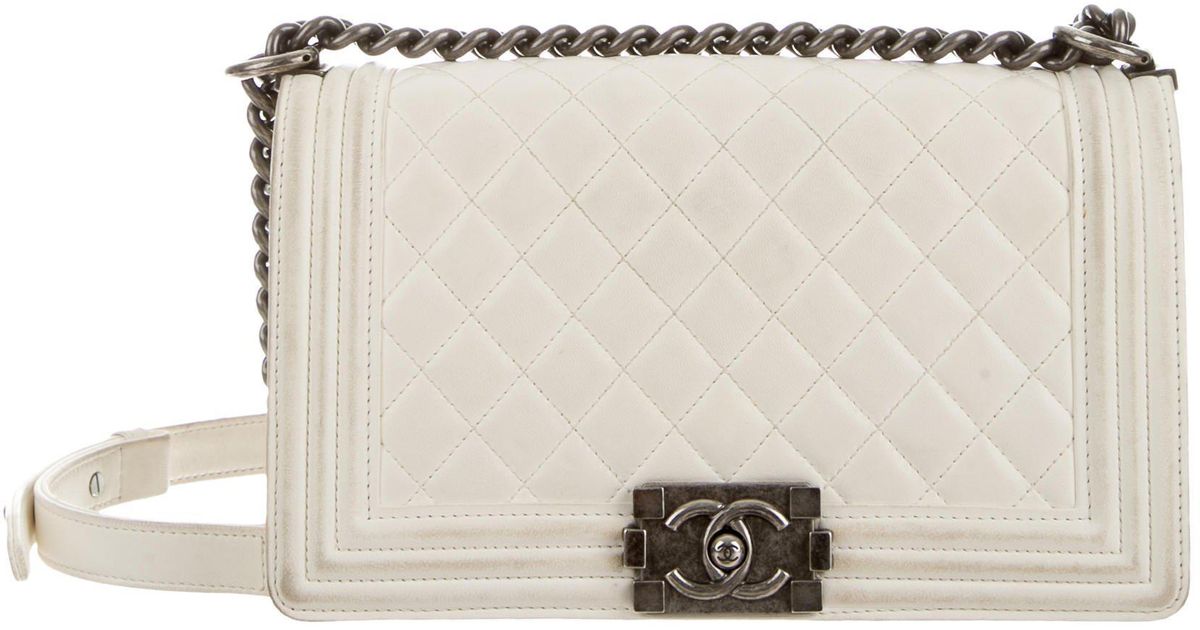 Lyst Chanel Medium Boy Bag White In Metallic
