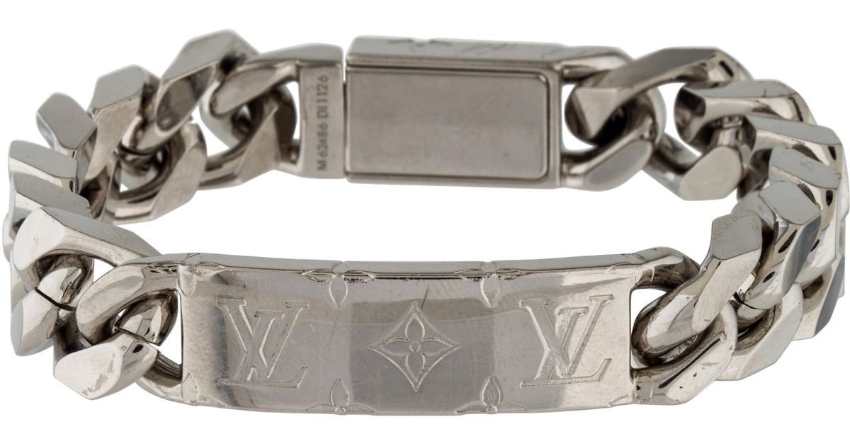 Lyst Louis Vuitton Monogram Chain Bracelet Silver In Metallic For Men