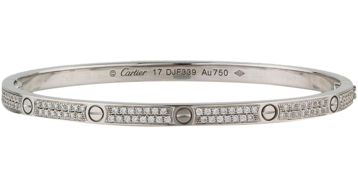 Lyst Cartier Small Pavé Love Bracelet White In Metallic