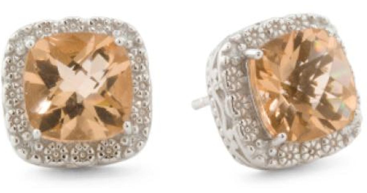 Lyst Tj Ma Sterling Silver Champagne Quartz Cushion Stud Lyst Tj Ma Sterling Silver Champagne Quartz Cushion Stud Earrings In Metallic