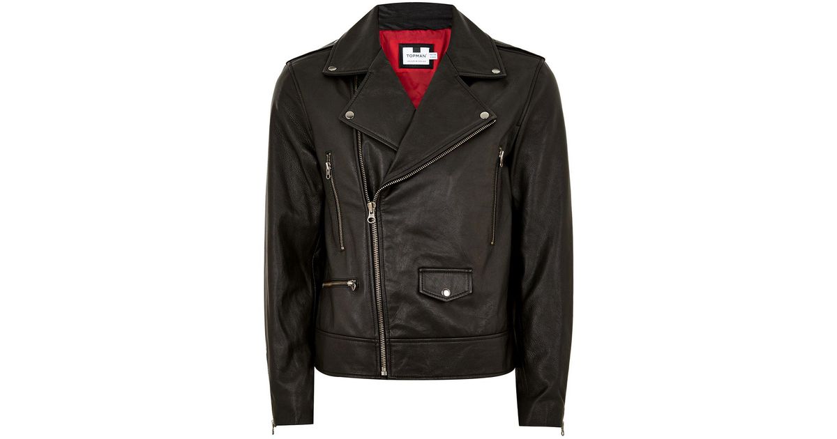 Lyst Topman Leather Biker Jacket In Black For Men