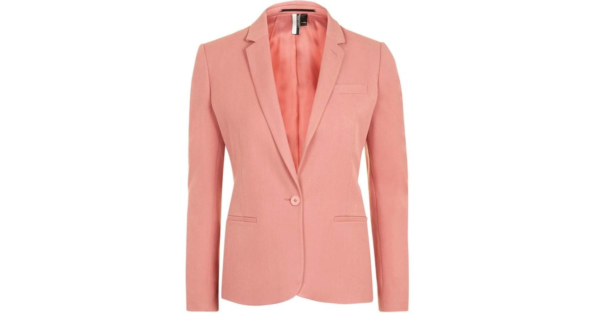 Topshop Suit Jacket in Pink (SALMON) | Lyst