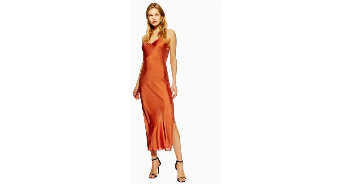 topshop orange slip dress