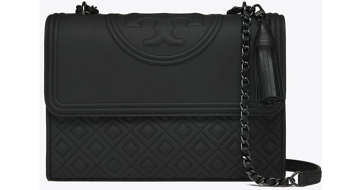 Lyst - Tory Burch Fleming Matte Convertible Shoulder Bag in Black