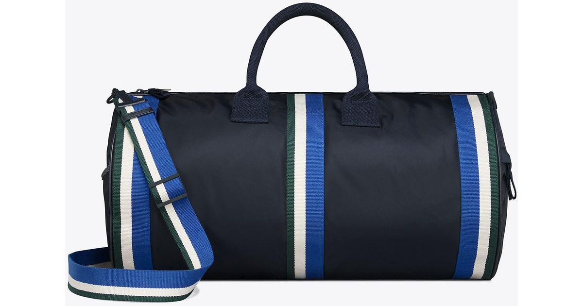 Lyst Tory Burch Nylon Weekender Duffle Bag In Blue