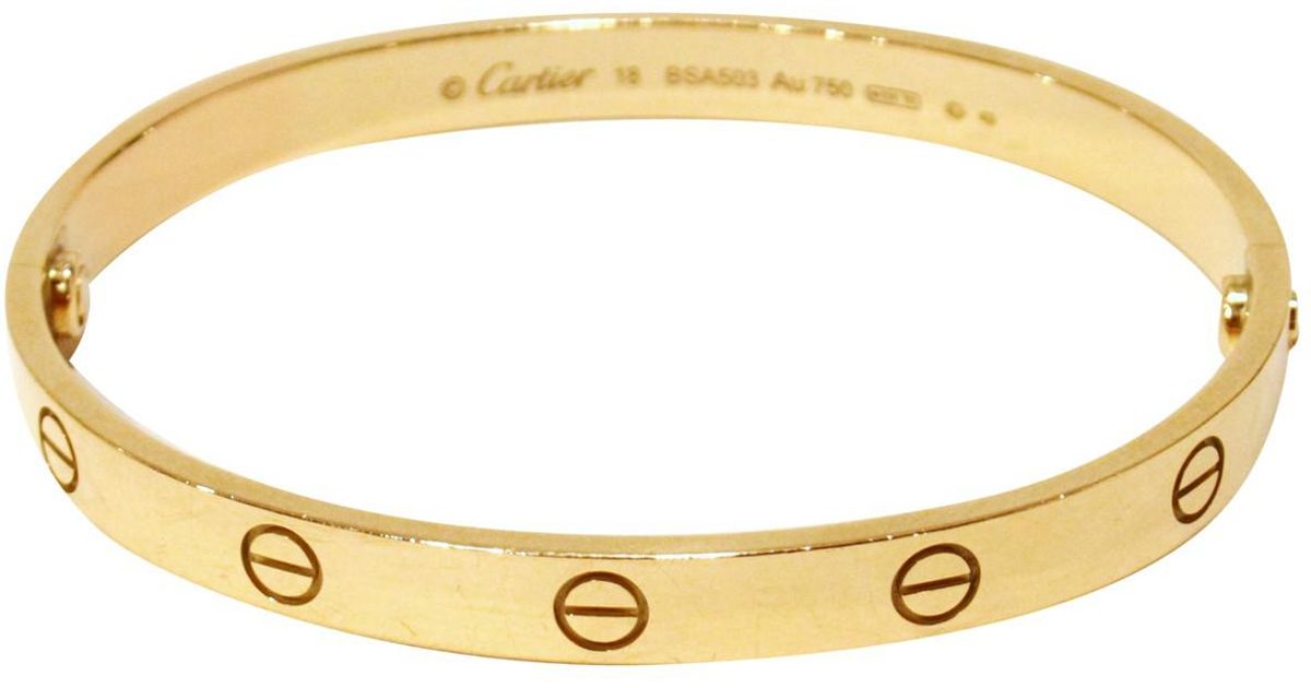 Lyst Cartier Pre Owned Love Yellow Gold Bracelet In Metallic
