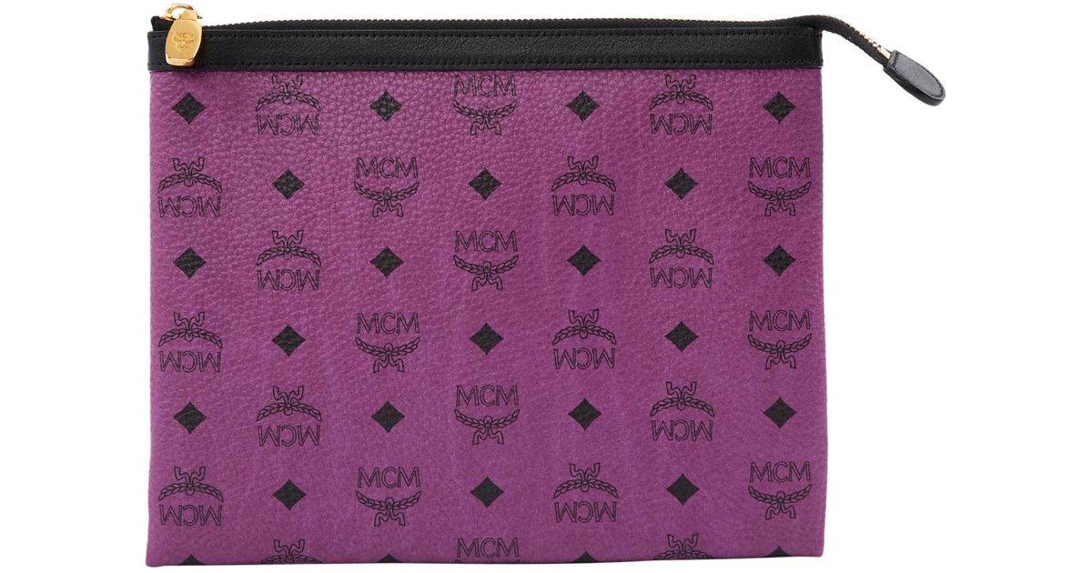Mcm Purple Leather Clutch Bag Lyst