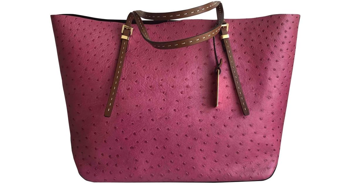 Michael Kors Pink Ostrich Handbag Lyst
