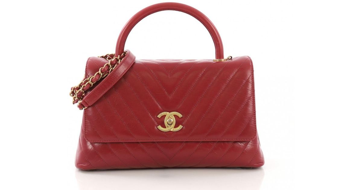 chanel coco handle bag red