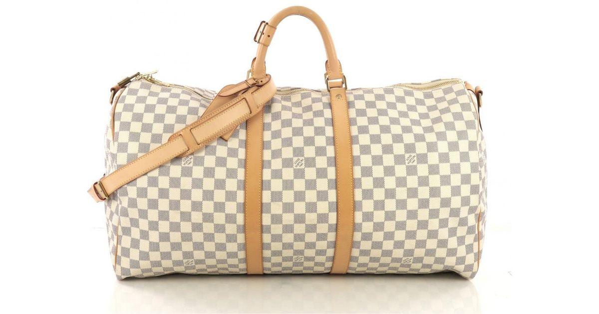 Louis Vuitton Keepall White Cloth Travel Bag in White - Lyst