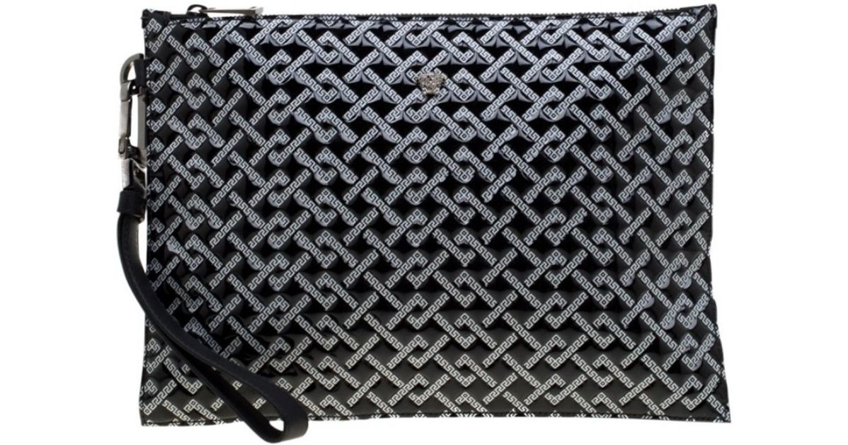 Versace Black Patent Leather Clutch Bag Lyst