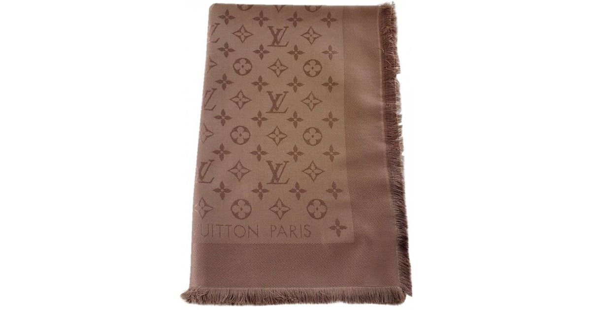 Louis Vuitton Brown Silk Blend Monogram Shine Shawl Louis Vuitton