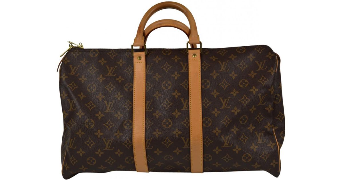 Lyst Louis Vuitton Keepall Cloth Weekend Bag In Brown