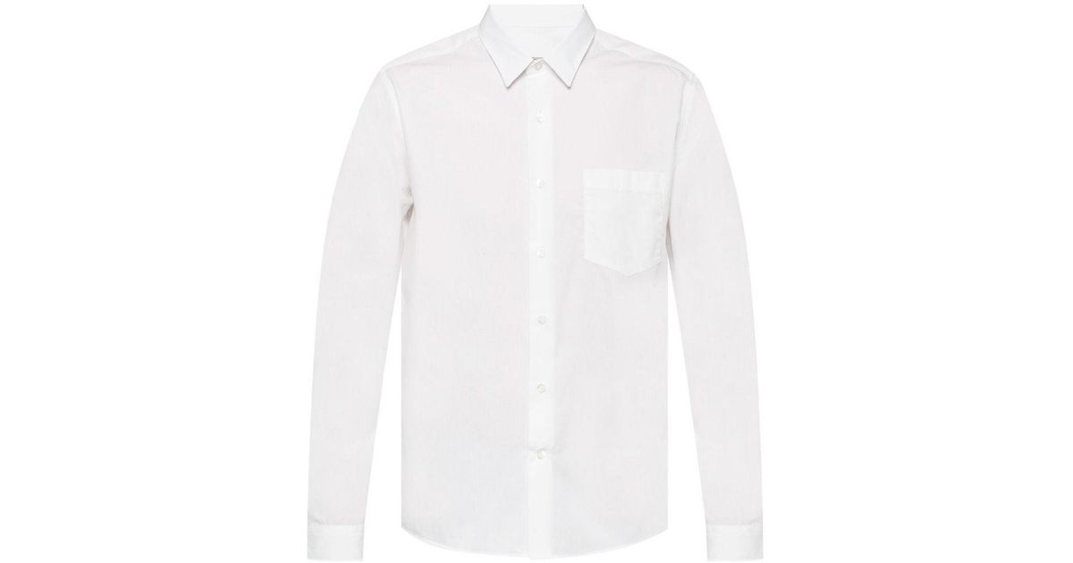 AMI Cotton Logo-embroidered Shirt in White for Men - Lyst