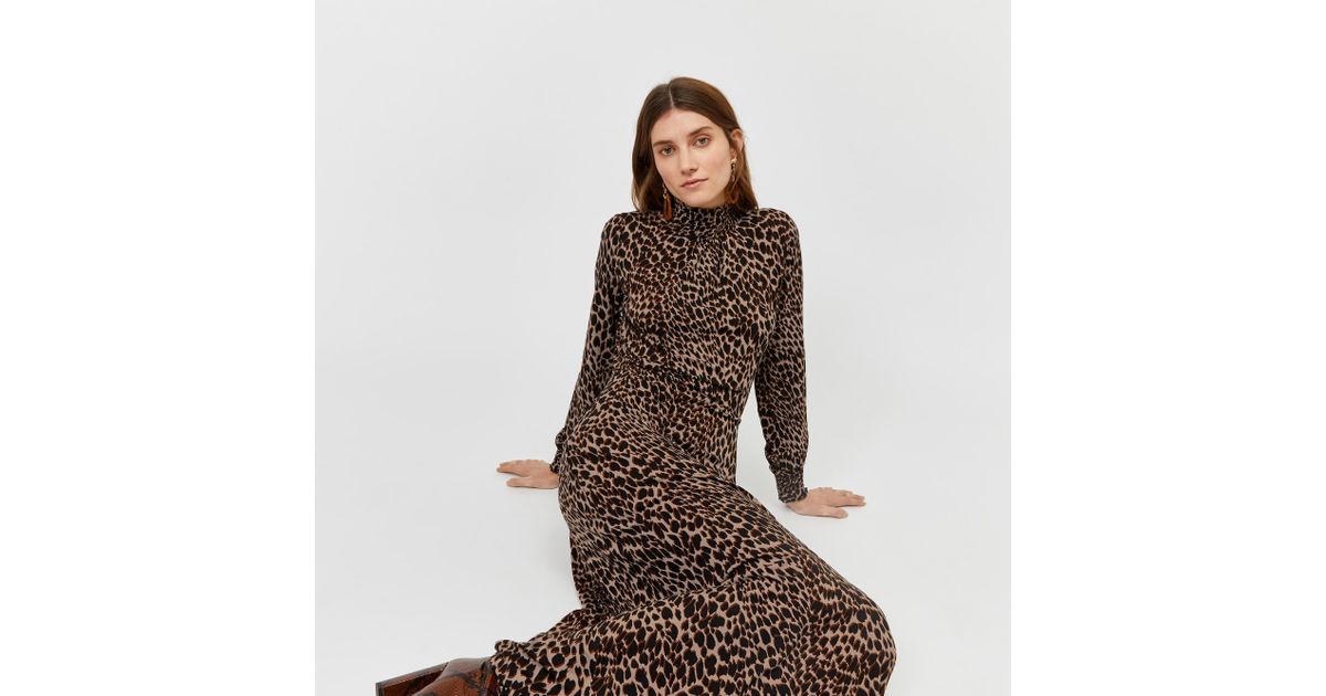 warehouse animal print maxi dress