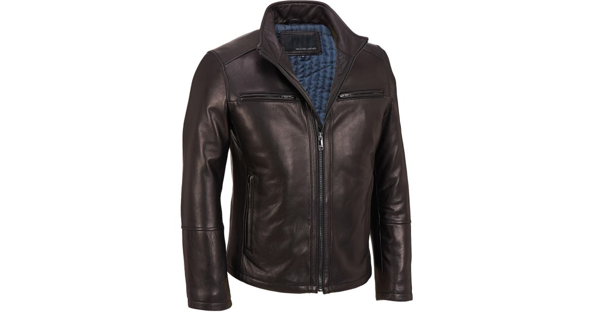 Wilsons Leather Black Stand Up Collar Lamb Scuba Jacket For Men Lyst