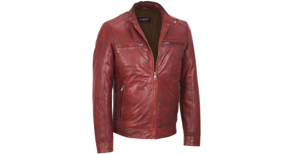 Wilsons Leather Red Black Rivet Distressed Cycle Jacket W Fully Lined Interior For Men Lyst