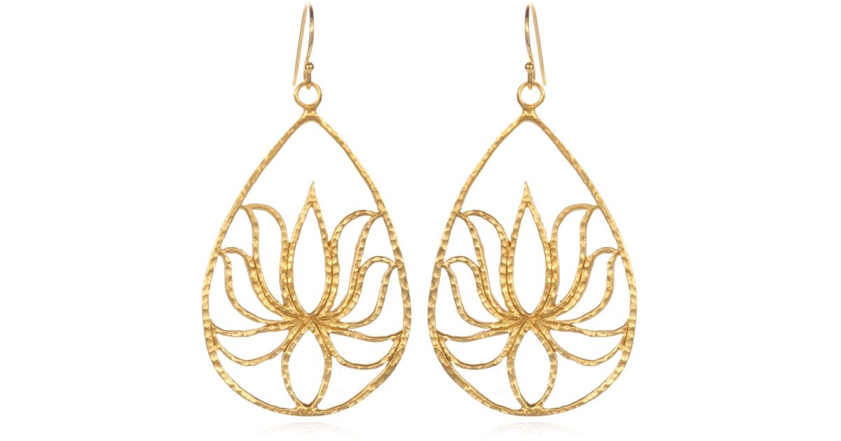 Lyst Satya Jewelry Teardrop Gold Lotus Earrings In Metallic