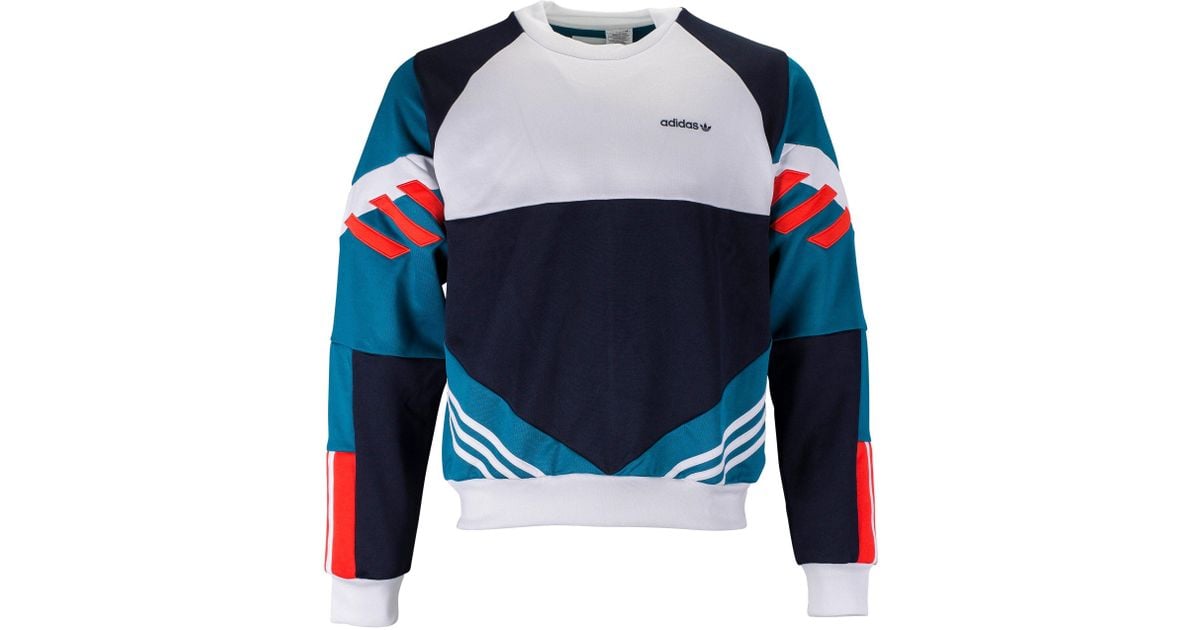 adidas originals chop shop crewneck sweatshirt in blue for men - lyst