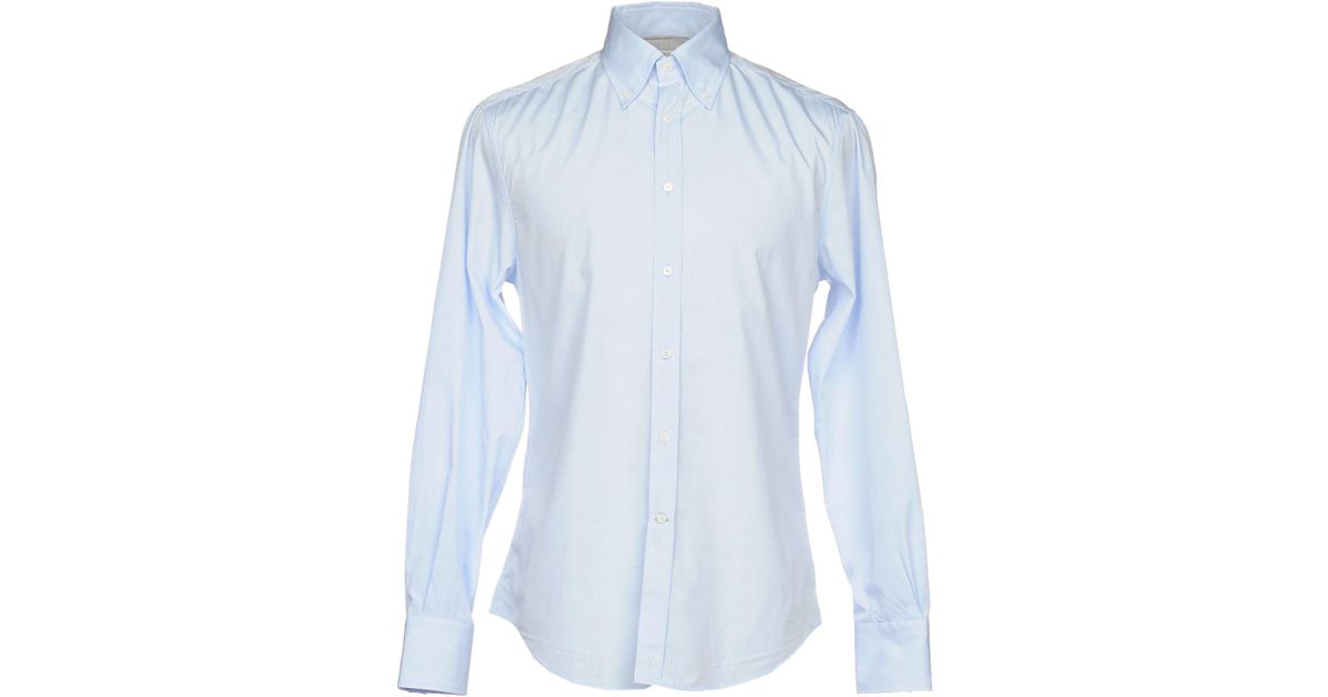 Brunello Cucinelli Cotton Shirt in Sky Blue (Blue) for Men - Lyst