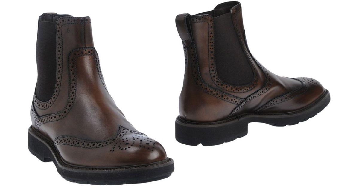 Tod's Leather Ankle Boots in Dark Brown (Brown) for Men - Lyst