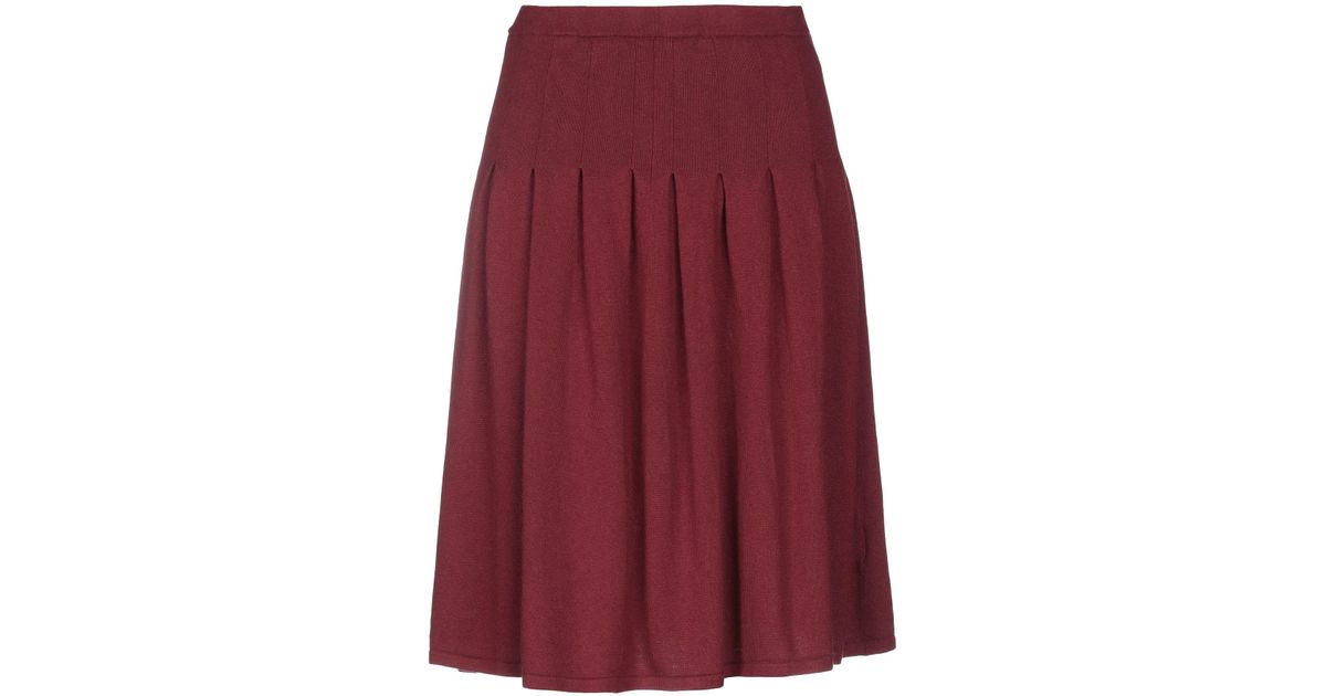 Balmain Synthetic Knee Length Skirt in Maroon (Purple) - Lyst