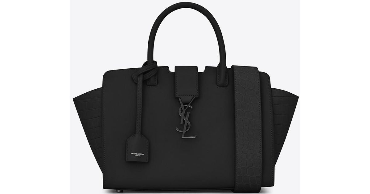Lyst - Saint Laurent Baby Monogram Downtown Cabas Leather Tote Bag in Black