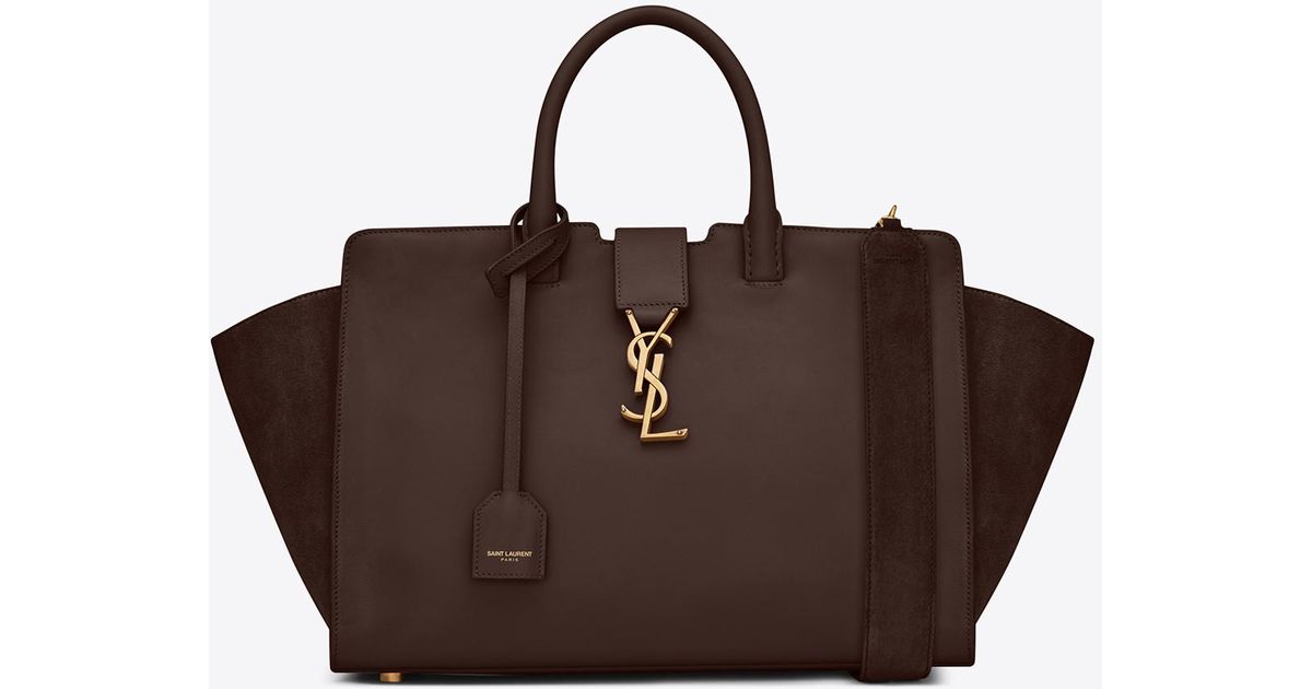 Saint Lau Small Downtown Ysl Leather And Suede Cabas Bag In Saint Lau Small Downtown Ysl Leather And Suede Cabas Bag In Hazel Brown Lyst