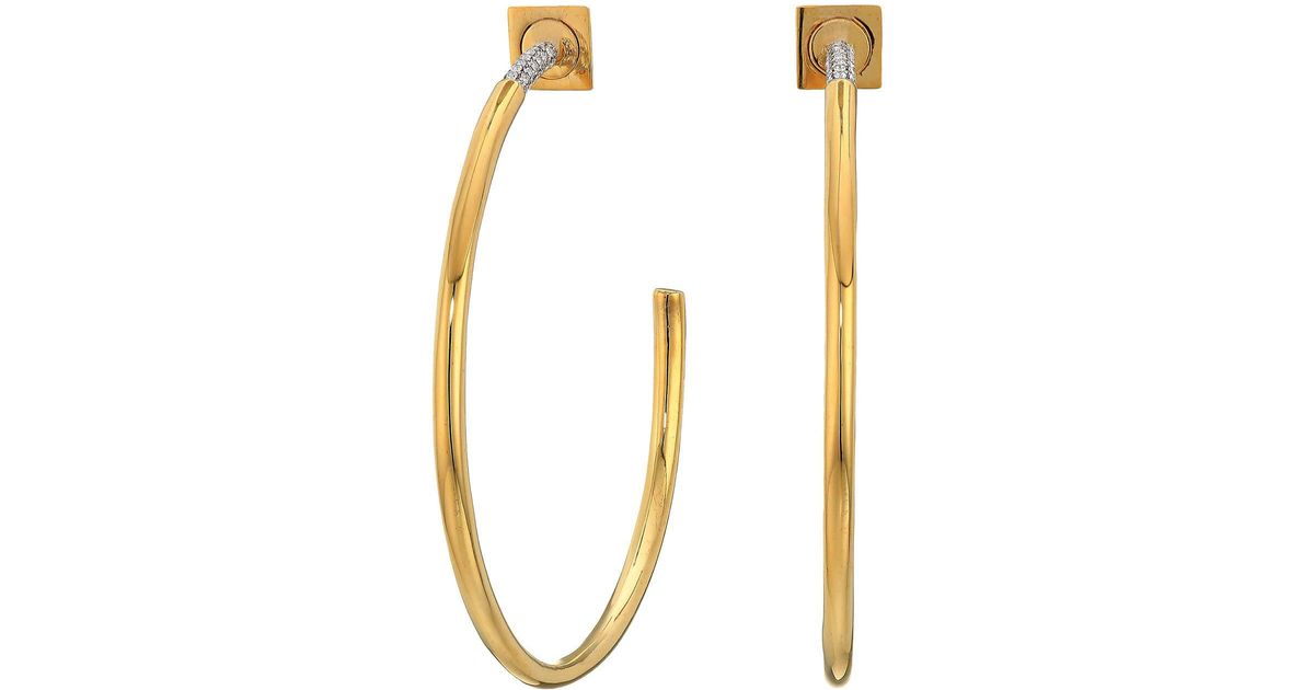 Lyst Vince Camuto Large Pave Hoop Earrings Gold Rhodium Crystal Lyst Vince Camuto Large Pave Hoop Earrings Gold Rhodium Crystal Earring In Metallic