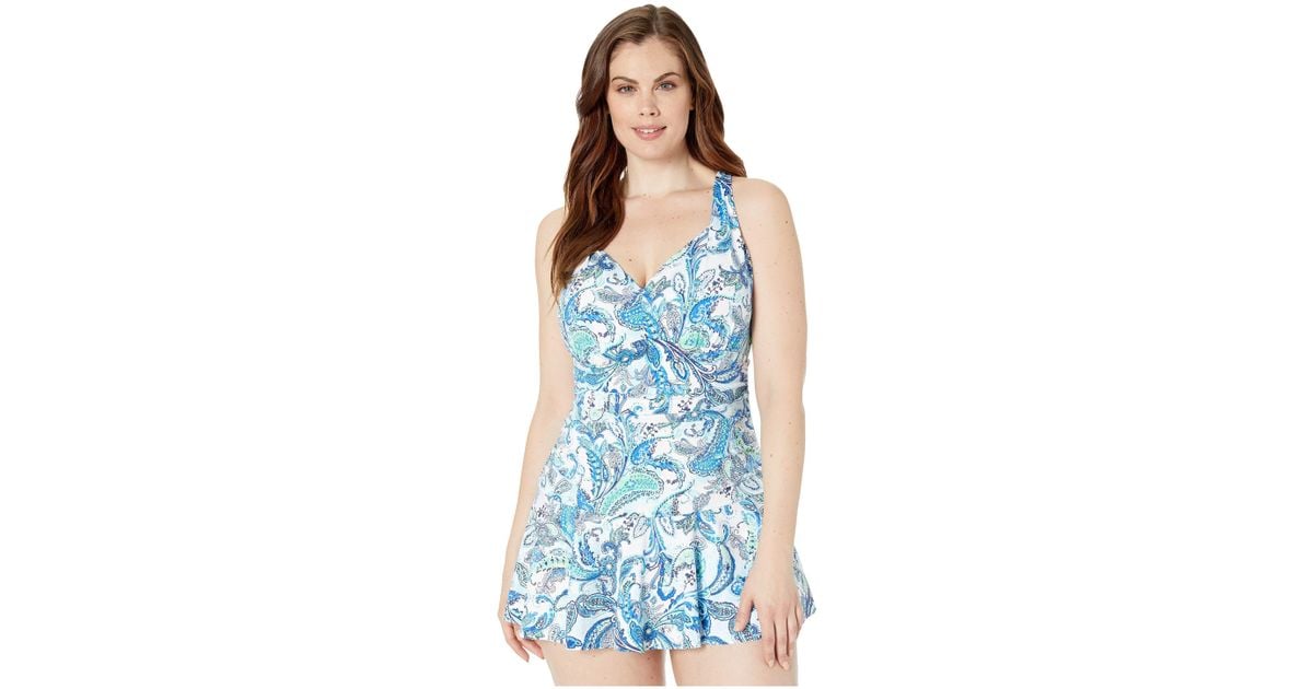 lauren ralph lauren plus size skirted halter swimdres