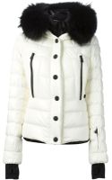 Moncler Grenoble Bever Raccoon Fur Hood Nylon Down Jacket in White | Lyst