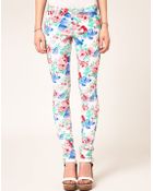 Asos Skinny Jeans in Floral Gerbera Print 4 in Blue (multi) | Lyst