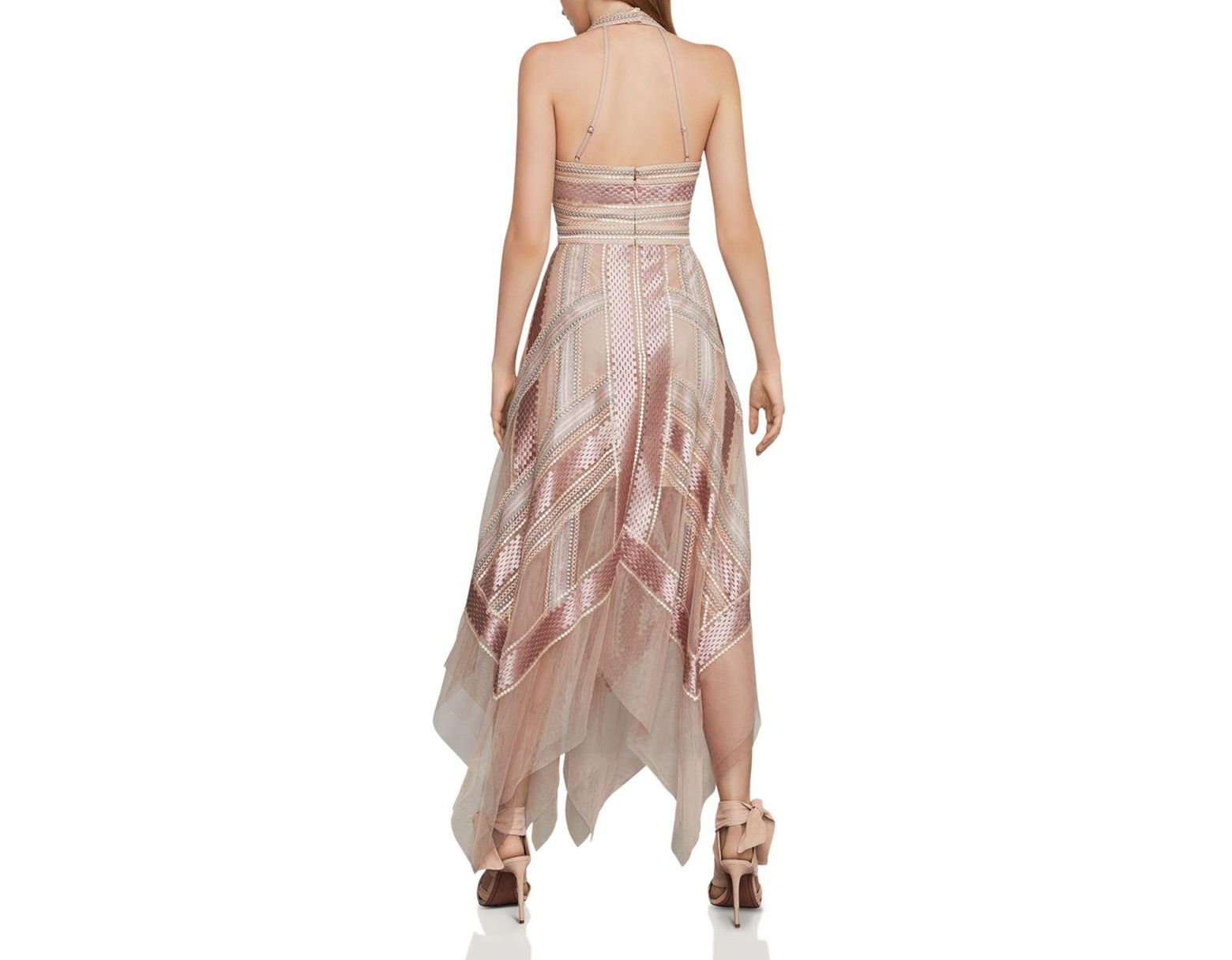 bcbgmaxazria metallic midi dress