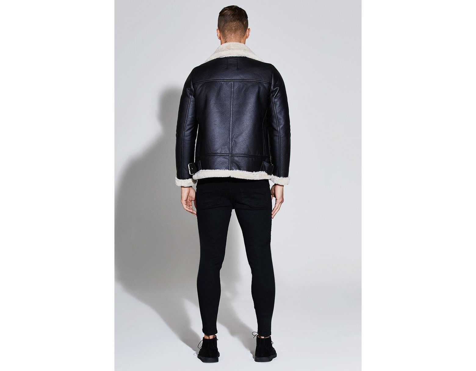 Boohooman Premium Oversized Faux Leather Flight Jacket In Black For Boohooman Premium Oversized Faux Leather Flight Jacket In Black For Men Save 20 Lyst