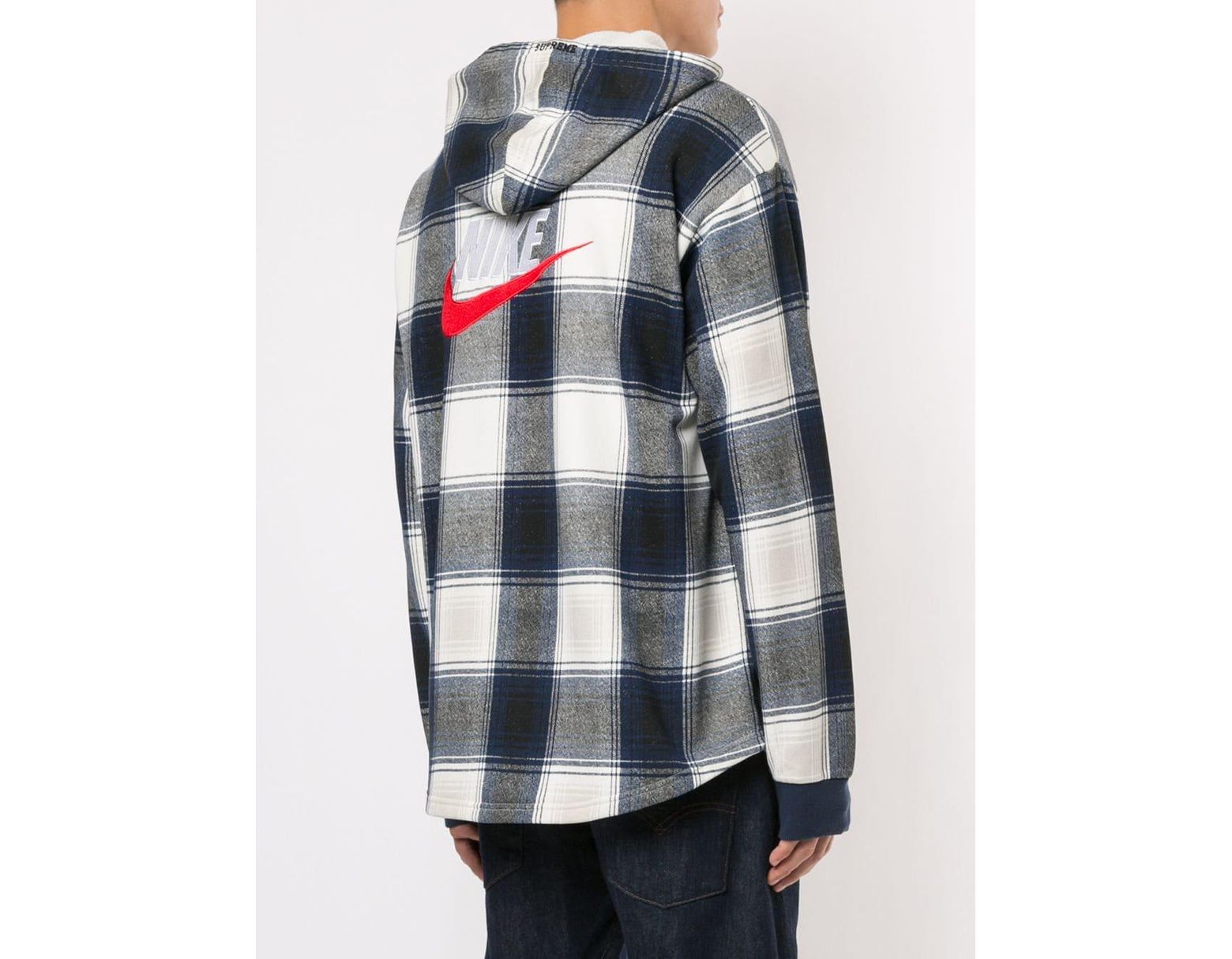 supreme x nike plaid hooded sweatshirt