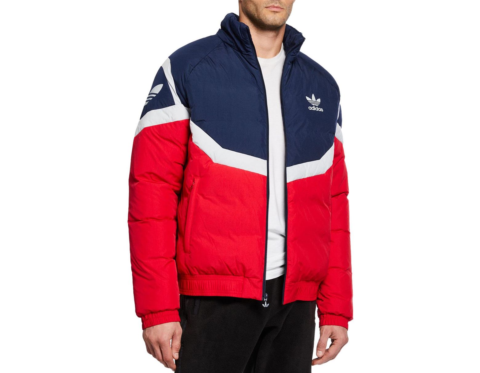 adidas Men's Colorblock Down Puffer Jacket in Red for Men Lyst adidas Men's Colorblock Down Puffer Jacket in Red for Men Lyst