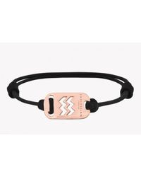 Tateossian - Pink Zodiac 18k Rose Gold Aquarius Black Waxed Cord Bracelet for Men - Lyst