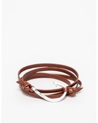 Miansai | Metallic Hook Silver Brown Leather for Men | Lyst