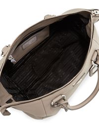 Prada Vitello Daino Satchel Bag in Gray (LIGHT GREY) | Lyst