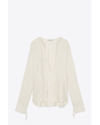 Helmut Lang | White Silk Fringe Twill Shirt | Lyst