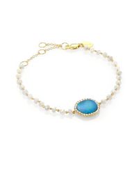 Meira T | Blue Opal, Diamond, Silverite & 14k Yellow Gold Beaded Chain Bracelet | Lyst