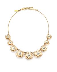 kate spade new york | Metallic Rose Garden Graduated Floral Necklace | Lyst