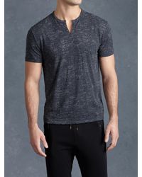 John Varvatos | Blue Burnout Henley for Men | Lyst