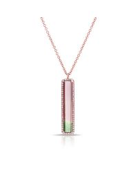 Anne Sisteron - Pink 14kt Rose Gold Watermelon Tourmaline Diamond Long Bar Necklace - Lyst