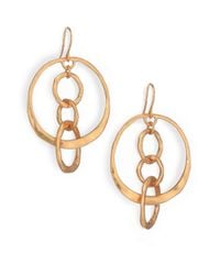 Tory Burch | Metallic Hammered Drop Hoop Earrings | Lyst