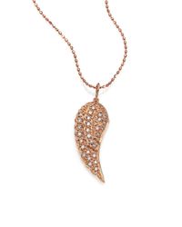 Sydney Evan | Pink Diamond & 14k Rose Gold Small Angel Wing Pendant Necklace | Lyst